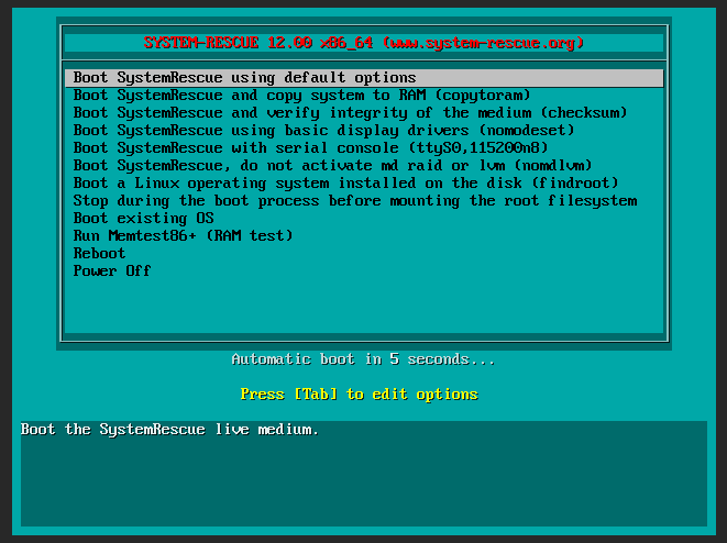 VNС режима восстановления