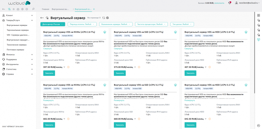 Список конфигураций виртуальных серверов