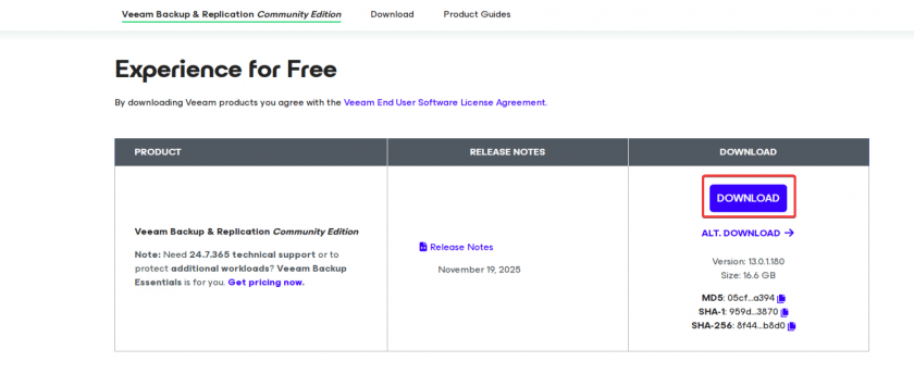 Загрузка дистрибутива Veeam2 Загрузка дистрибутива Veeam2