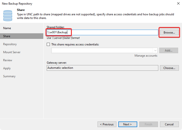 Укажите сетевой адрес хранилища Укажите сетевой адрес хранилища