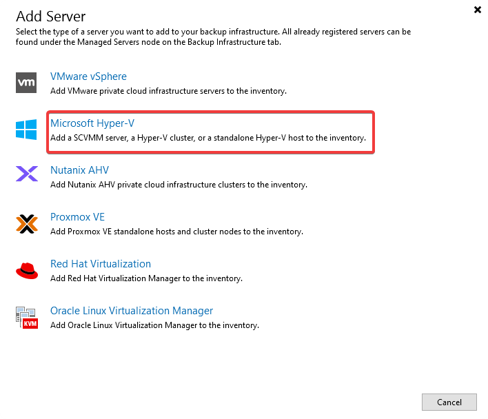 Выберите тип гипервизора Выберите тип гипервизора