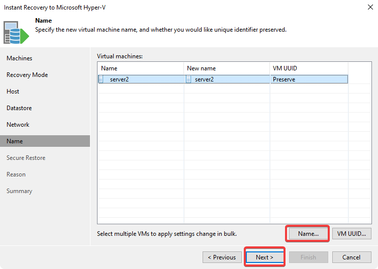 Укажите имя восстанавливаемой ВМ Укажите имя восстанавливаемой ВМ